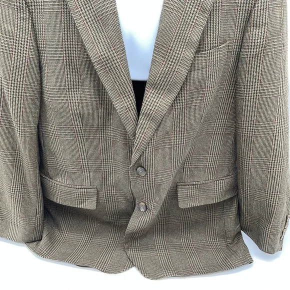 Ralph Lauren Men’s Polo University Club Brown Plaid Wool Tweed 2 Button Blazer